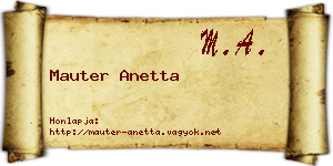 Mauter Anetta névjegykártya
